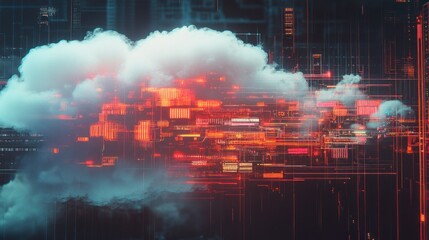 Fototapeta premium Digital Cloud Network Abstract