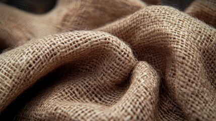 Brown Burlap Fabric Texture Close Up