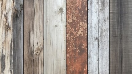 Wooden Plank Background with Varied Textures and Colors