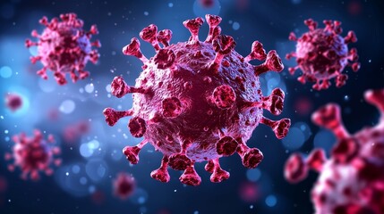 Detailed Close-Up of Virus Particles in a Scientific Background Representing Infectious Disease Outbreak
