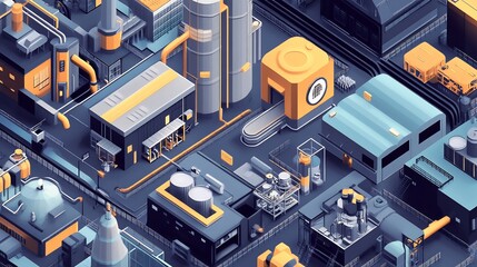 Isometric Industrial Complex Illustration