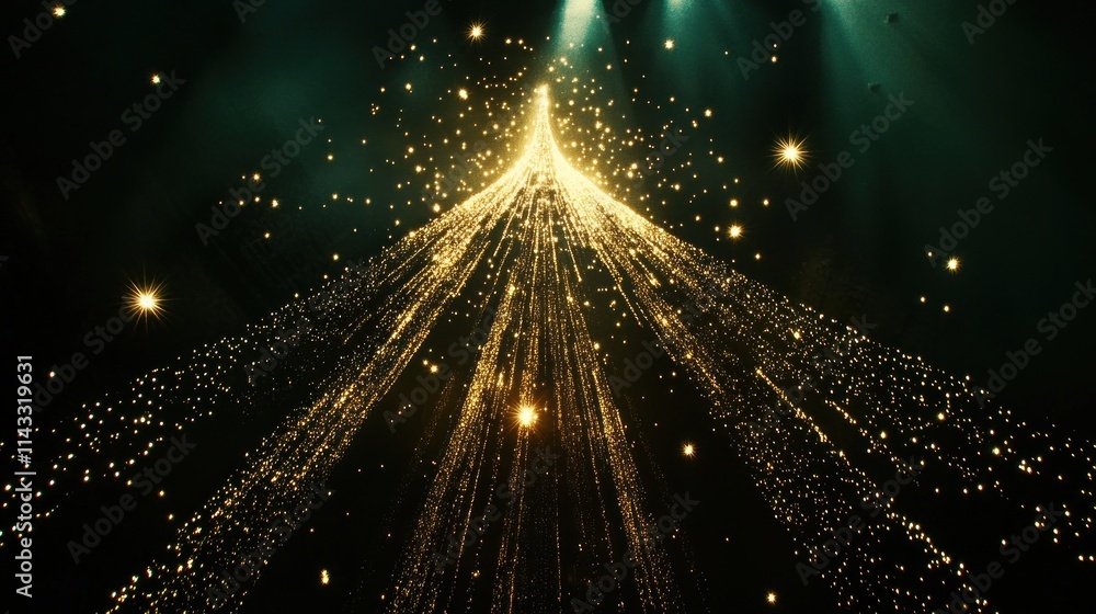 Poster A mesmerizing display of golden particles cascading downward, creating a magical atmosphere.