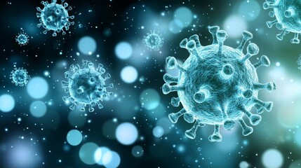 High-Resolution Image of Virus Particles with Bokeh Background for Scientific and Medical Use