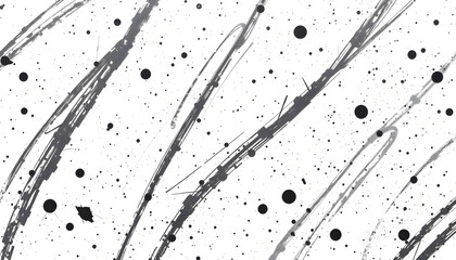 Texture of black lines, scratches, dots on white background. Abstract decorative ink and print graphic pattern, enhance