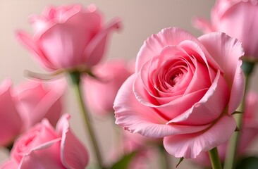 Fototapeta premium roses on a pink background for letterin