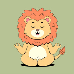 Cute lion doing yoga cartoon