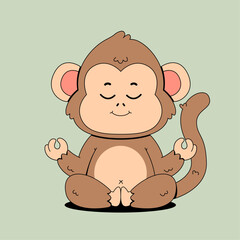 Obraz premium Cartoon cute monkey doing yoga pose