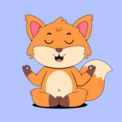 Cute fox doing yoga