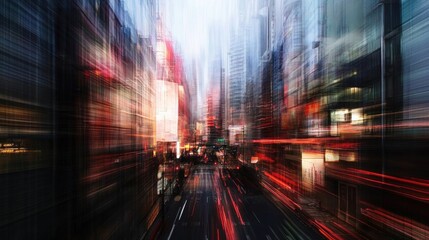 Obraz premium Cityscape with Blurred Motion and Red Lights
