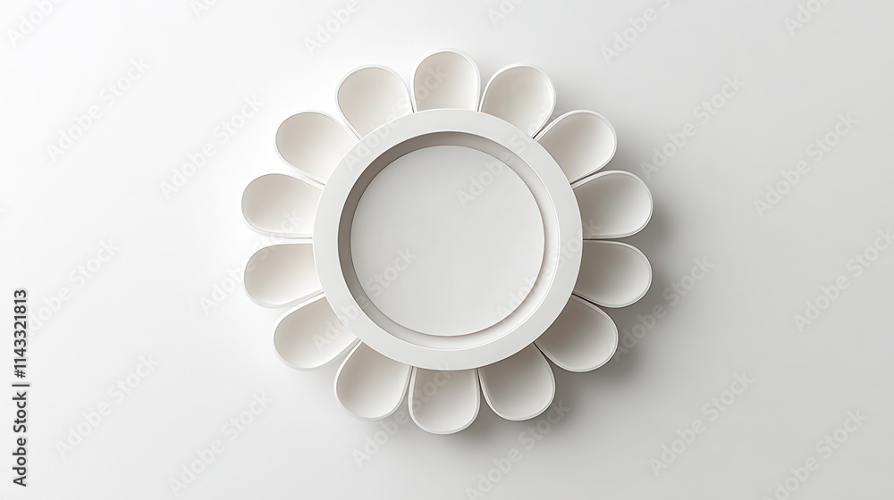 Poster radial button graphic showcasing a central circular layout with evenly distributed options on a pris
