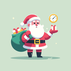 vector image of cute santa claus bringing gifts