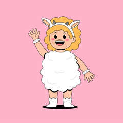 Cute girl wearing sheep costume