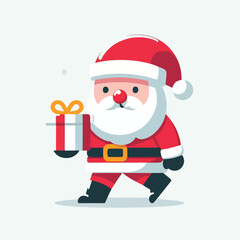 vector image of cute santa claus bringing gifts
