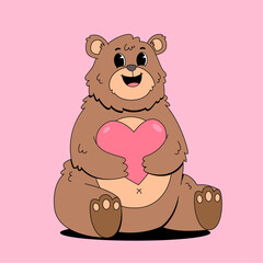 CUte brwon bear holding heart shape