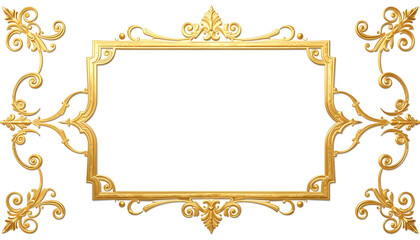 Set of golden vintage frame isolated on white background