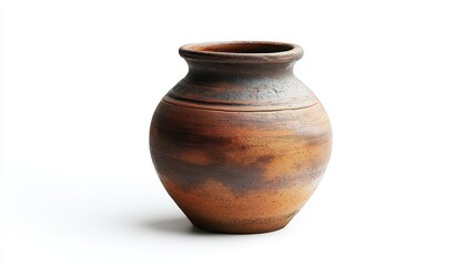 Stylish Clay Vase isolated on white background