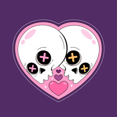 The image features a skull and a heart combined in a cute