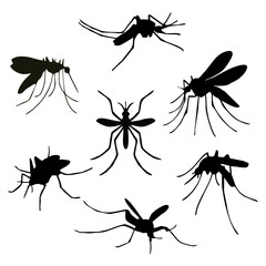 BLACK SILHOUETTE OF FLYING MOSQUITO