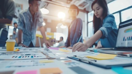 Asia's young creative business brains meeting presentation, AI generated image