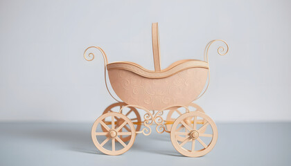 Vintage picture baby carriage, papercraft, with white tones