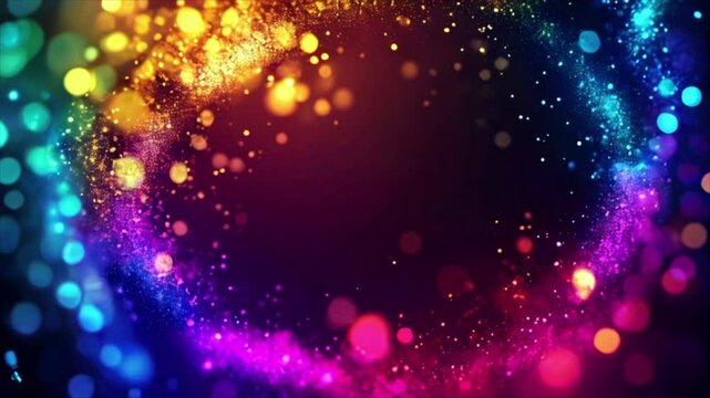 Neon swirl glowing with blue, purple and pink light on black background