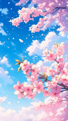 桜 木 花びら 公園 はる 春 日本 アニメ风