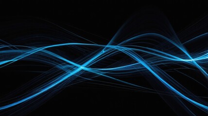 Naklejka premium Abstract Elegance: Blue Light Streaks on Black