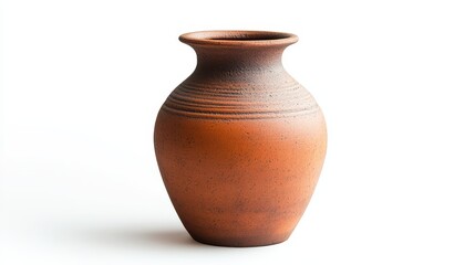 Clay terracota Vase on isolated on white background.
