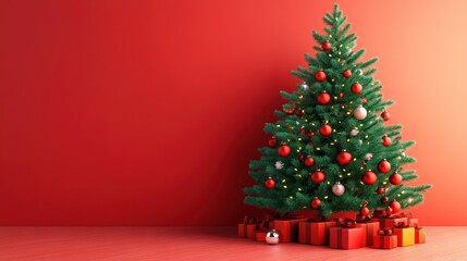 illustration of crismas tree with chrismas balls