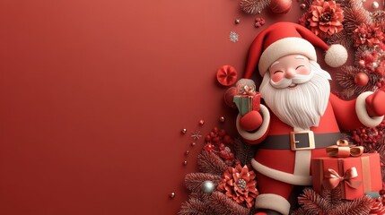 Obraz premium Christmas santa claus background with gift box for chrismas
