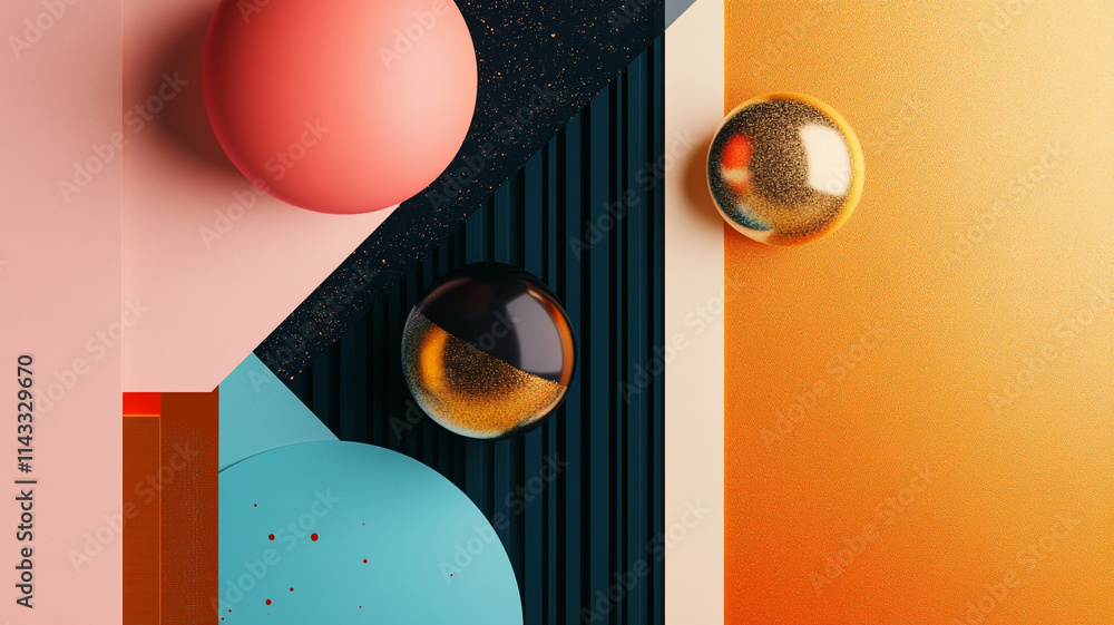 Poster abstract composition with colorful shapes and textures in modern design