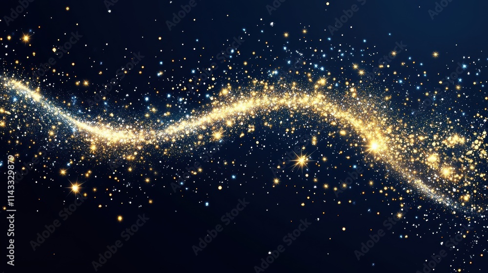 Poster elegant christmas background with a blend of gold and silver sparkles on a dark navy canvas. the spa