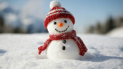 Fototapeta premium Beautiful snowman at winter season, christmas