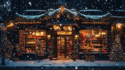 Chrismas celebration cute shop christmas architecture illuminated.