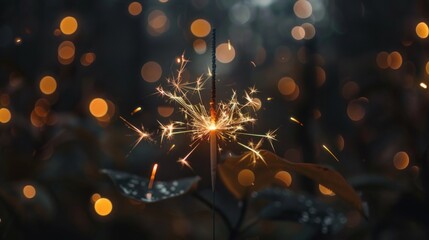 Fototapeta premium Happy New Year embers with Sparkles illuminating the darkness, AI generated image