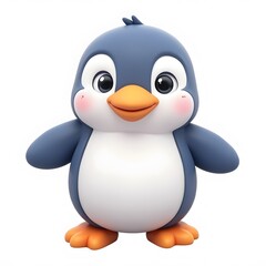 Obraz premium Adorable 2D Cartoon Penguin Clipart for Kids Isolated on White Background
