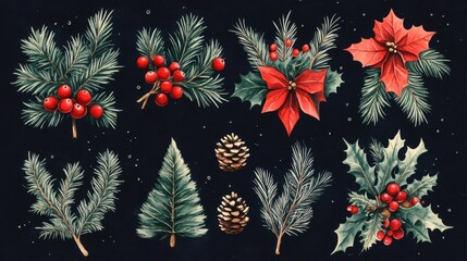 Obraz premium set of christmas elements