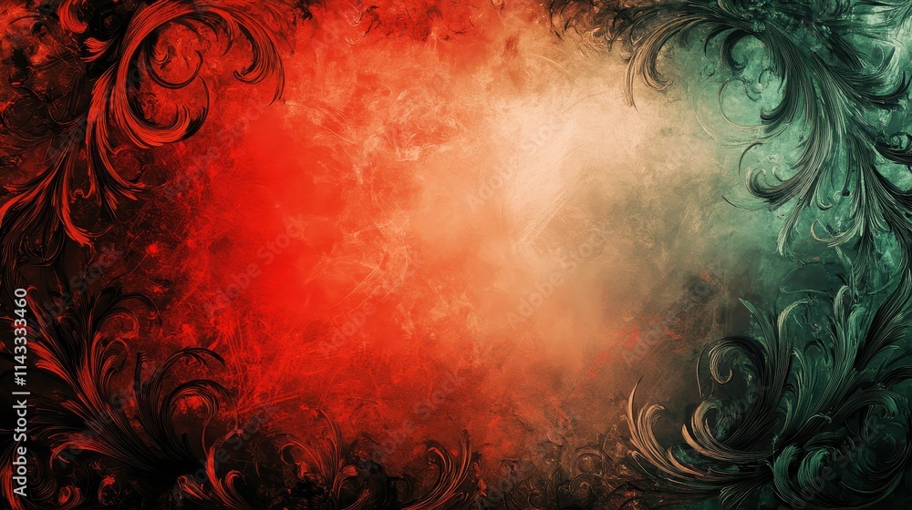 Poster red and green chrismas frame with space for text