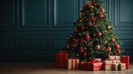 christmas tree with gift boxes