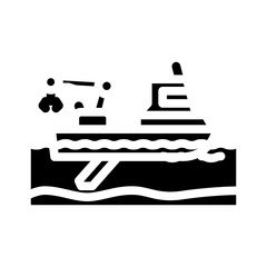 dredger ship transport marine glyph icon vector. dredger ship transport marine sign. isolated symbol illustration