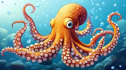 Octopus cartoon animal nature.