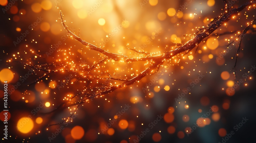Aufkleber abstract background with warm fairy lights and bokeh effect, creating a festive and cozy atmosphere 