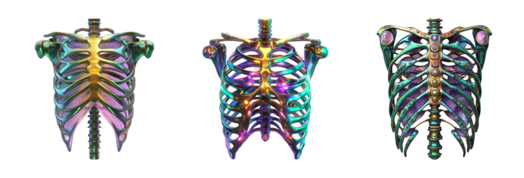 Colorful Artistic Ribcage 3D Model for Creative Projects