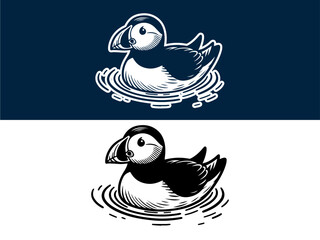 Puffin Hand Drawn vintage Vector Illustration	