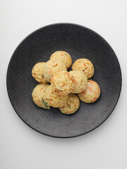 Takoyaki balls or noodle balls piled on a plate