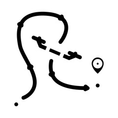 flight path arrow unmanned aerial vehicle glyph icon vector. flight path arrow unmanned aerial vehicle sign. isolated symbol illustration