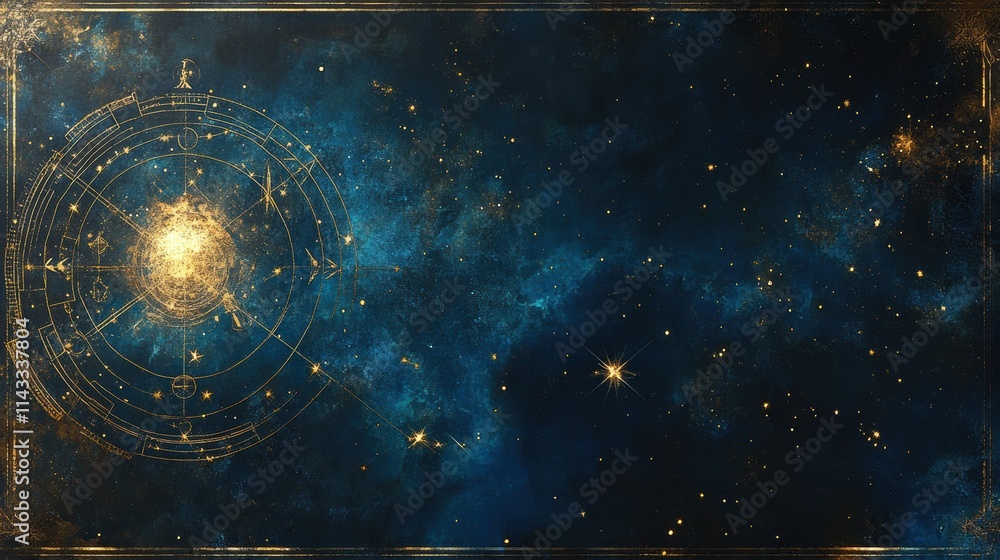 Poster minimal horizontal clean astrology zodiac with shape edge in bottom border painting backgrounds crea