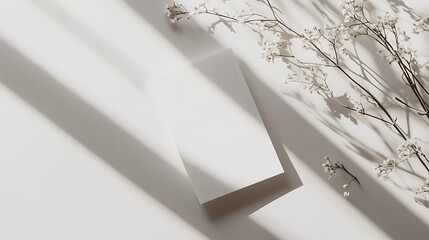 Minimalistic Greeting Card at an Angle with Delicate Shadows