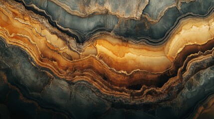 Obraz premium Abstract Stone Texture With Golden And Gray Layers