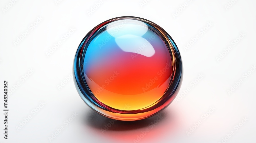 Poster glossy 3d button design isolated on white, ideal for ui or app development projects.